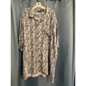 Big and Tall Alexander Lloyd Blue and Gray Hawaiin Flowered S/S shirt‎ 3XLT